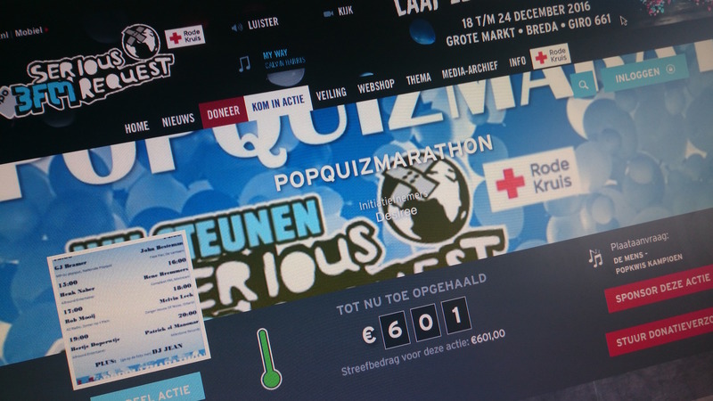 Popquizmarathon levert 600 euro op voor 3FM Serious Request