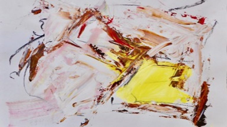 Abstracte werken op papier, een expositie op de loopbrug van Jaap Stam