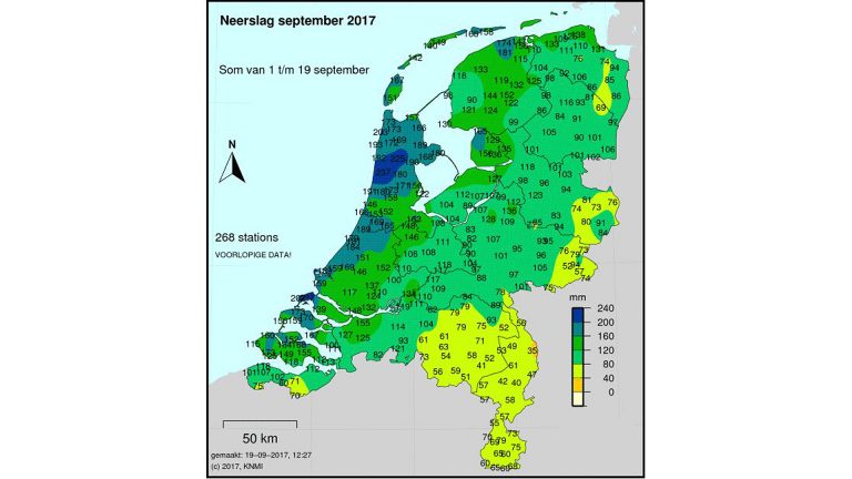 Deze maand al 225 tot 237 mm regen in HAL-gebied