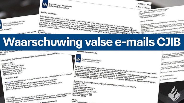 Politie Alkmaar waarschuwt voor nepmails van CJIB