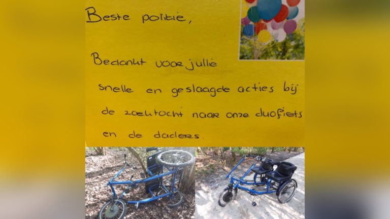 Duofiets Reigersdaal twee keer gestolen en vernield achtergelaten