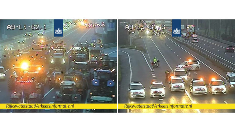 Boeren tegen afspraken in de A9 op, politieblokkade bij Akersloot