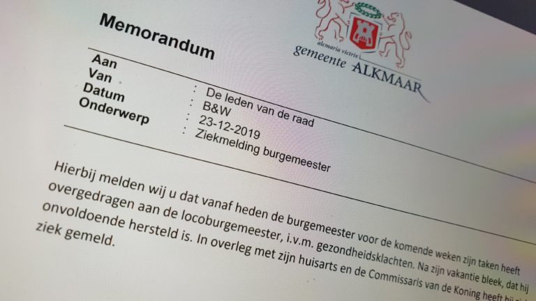 Burgemeester Bruinooge legt door ziekte tijdelijk taken neer