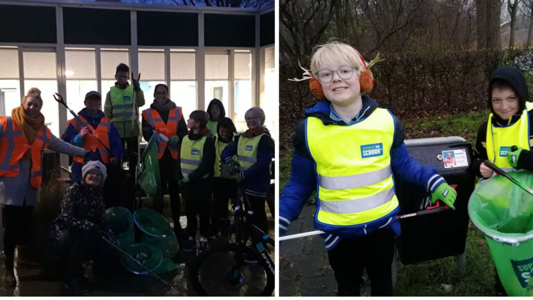 Plasticpolitie ook bij kou en nattigheid door de wijk