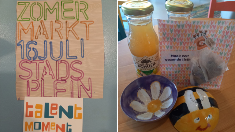 Zomermarkt met spullen van dagbestedingen op Stadsplein in Heerhugowaard ๐