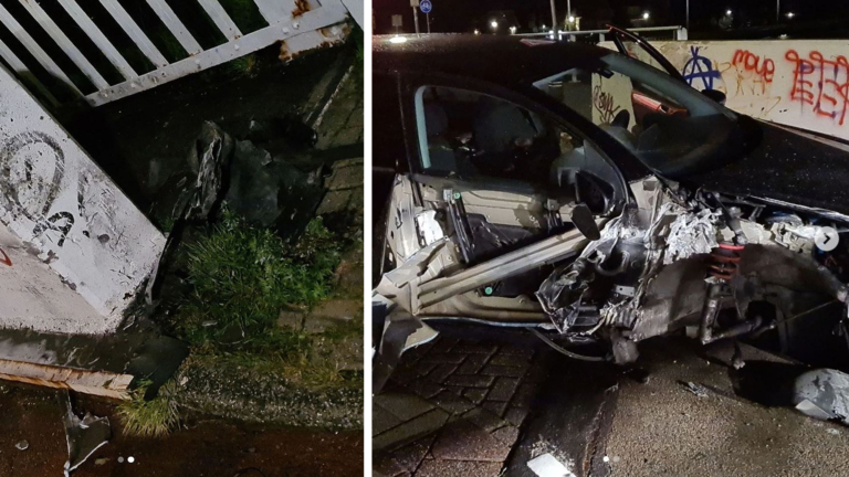 Man rijdt auto total loss op driehoek bij Zeswielenbrug in Alkmaar