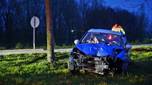 Automobilist gewond bij botsing tegen boom langs N244